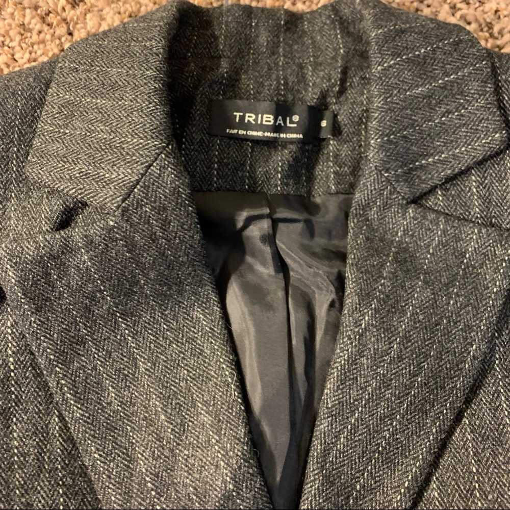 Tribal Pinstipe Blazer in Gray